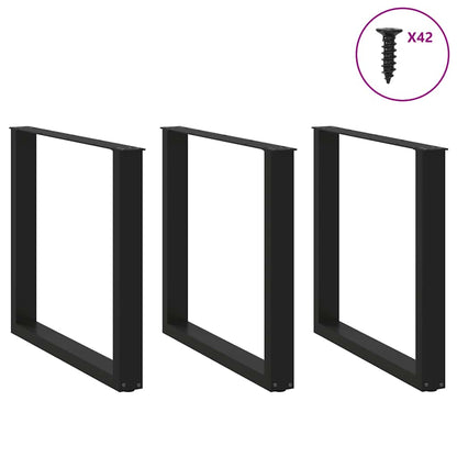 Esstischbeine U-Form 3 Stk. Schwarz 80x(72-73) cm Stahl