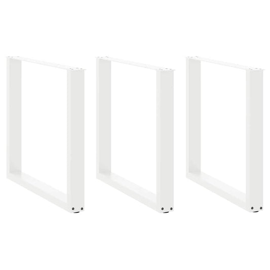 Esstischbeine U-Form 3 Stk. Weiß 80x(72-73) cm Stahl