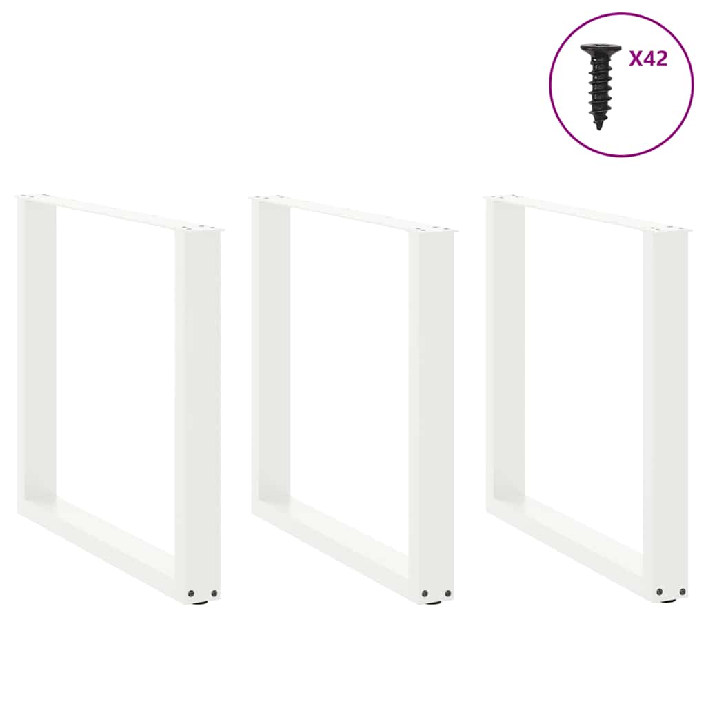 Esstischbeine U-Form 3 Stk. Weiß 80x(72-73) cm Stahl