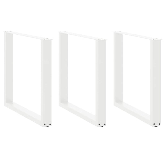 Esstischbeine U-Form 3 Stk. Weiß 90x(72-73) cm Stahl