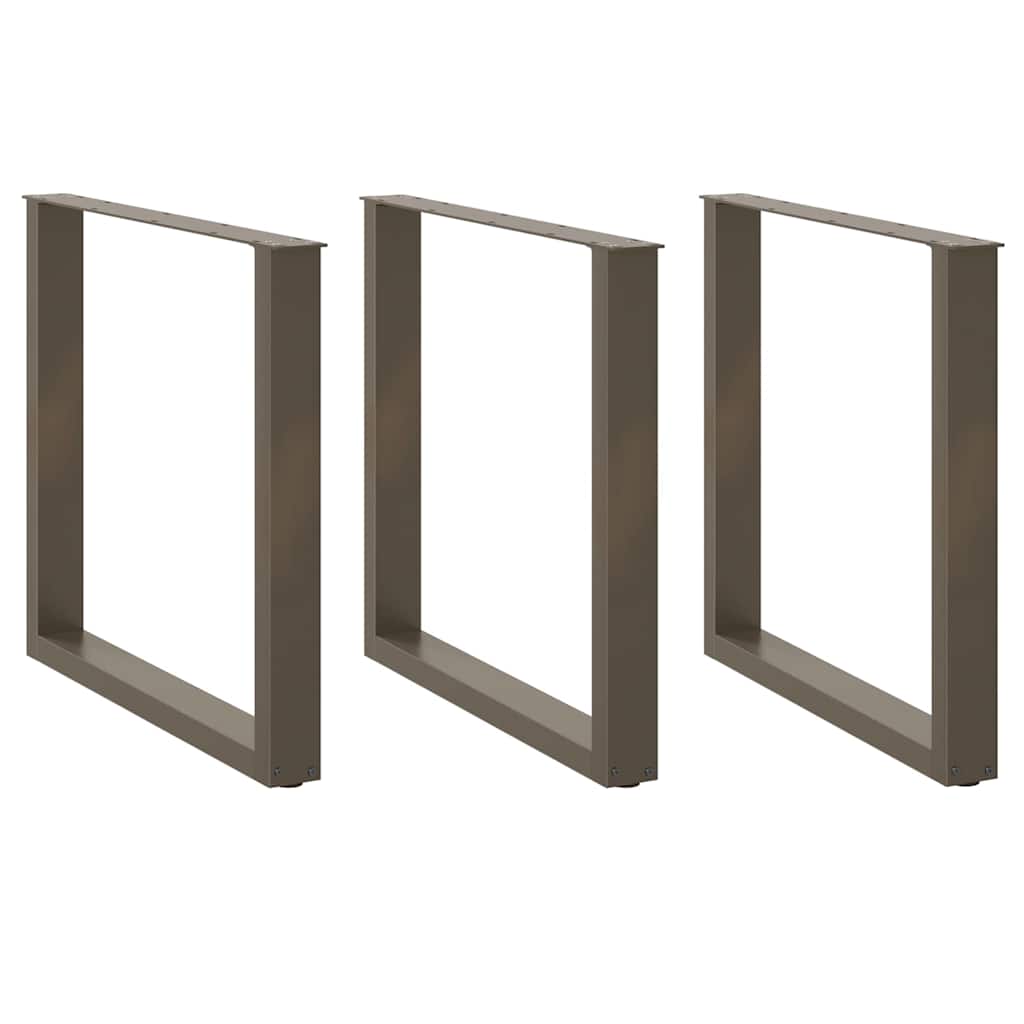 Esstischbeine U-Form 3 Stk. Naturstahl 90x(72-73) cm Stahl