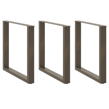 Esstischbeine U-Form 3 Stk. Naturstahl 90x(72-73) cm Stahl