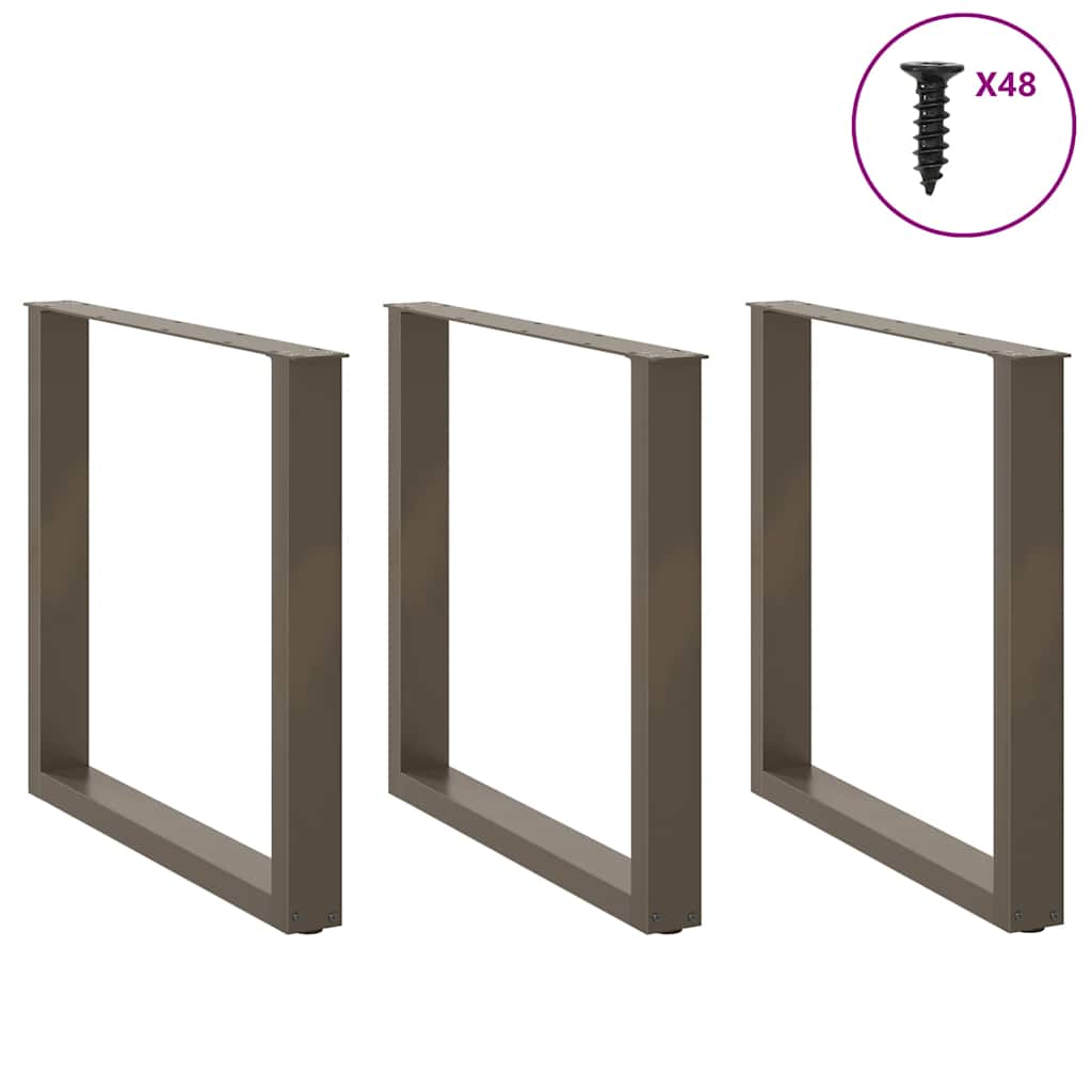 Esstischbeine U-Form 3 Stk. Naturstahl 90x(72-73) cm Stahl