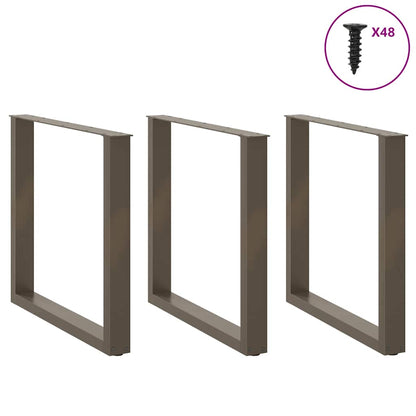 Esstischbeine U-Form 3 Stk. Naturstahl 90x(72-73) cm Stahl