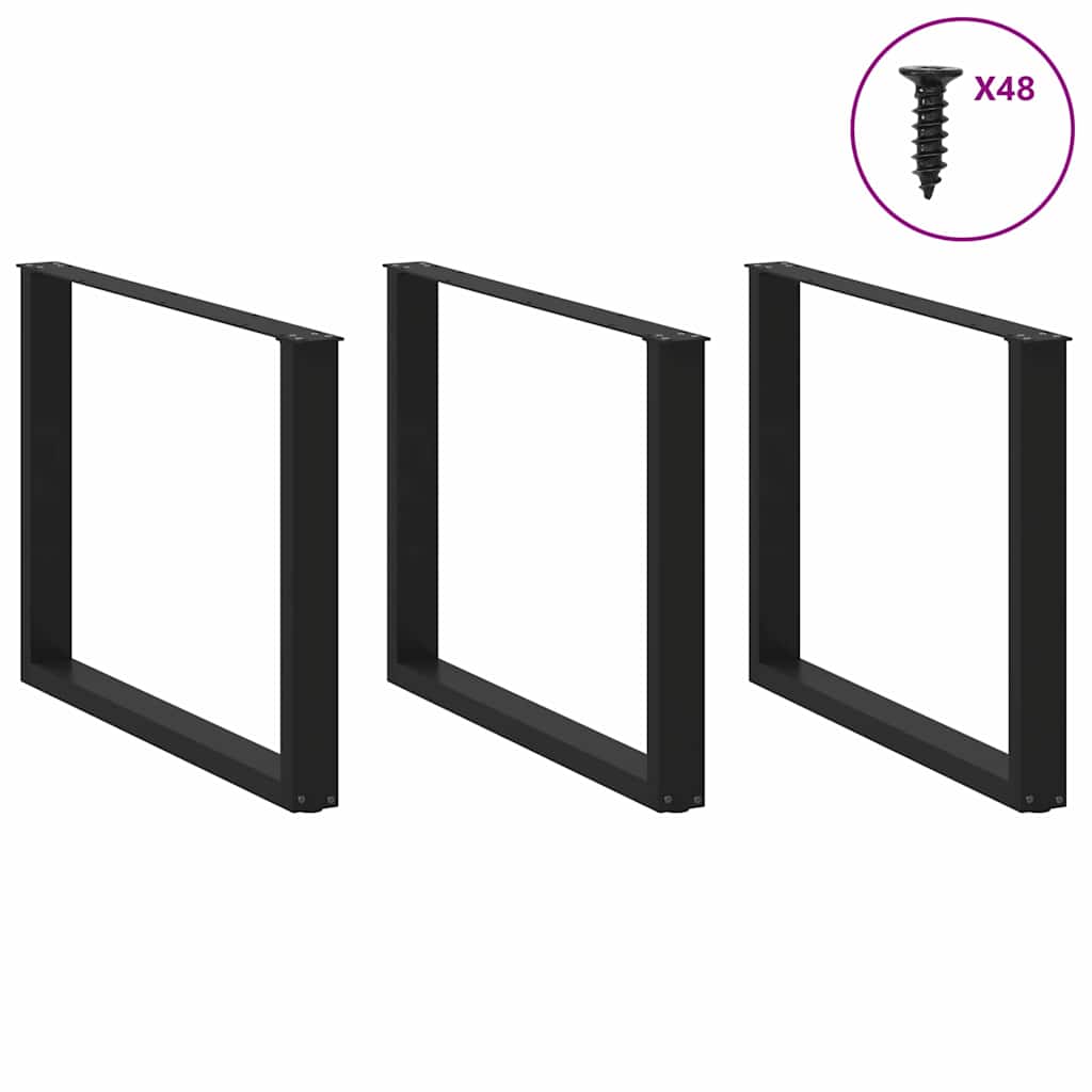 Esstischbeine U-Form 3 Stk. Schwarz 100x(72-73) cm Stahl