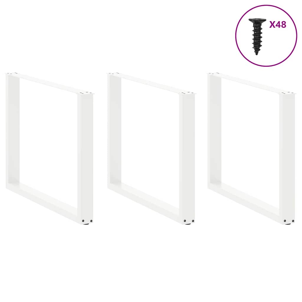 Esstischbeine U-Form 3 Stk. Weiß 100x(72-73) cm Stahl