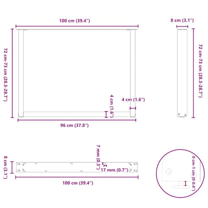 Esstischbeine U-Form 3 Stk. Weiß 100x(72-73) cm Stahl