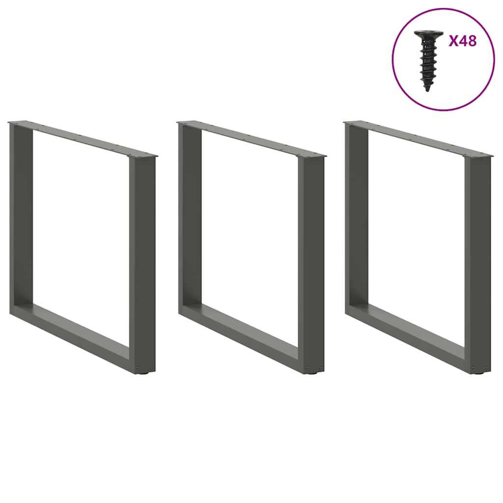 Esstischbeine U-Form 3 Stk. Anthrazit 100x(72-73) cm Stahl