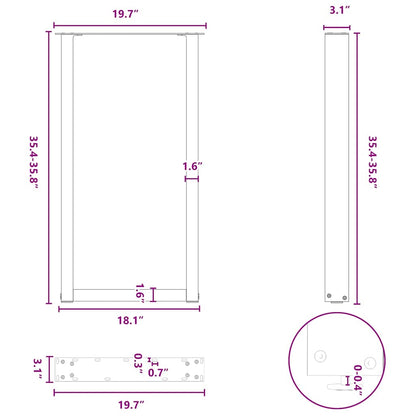 Bartischbeine U-Form 2 Stk. Anthrazit 50x(90-91) cm Stahl