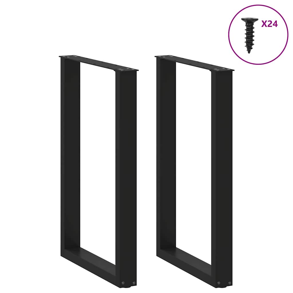 Bartischbeine U-Form 2 Stk. Schwarz 60x(90-91) cm Stahl