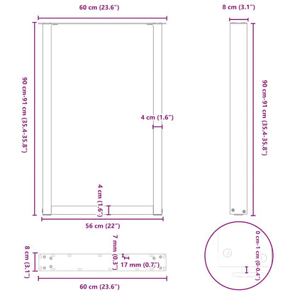 Bartischbeine U-Form 2 Stk. Weiß 60x(90-91) cm Stahl