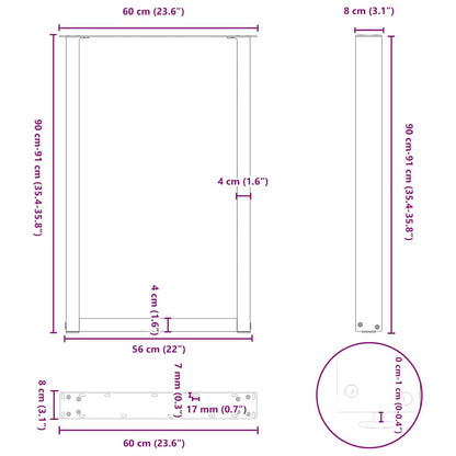 Bartischbeine U-Form 2 Stk. Anthrazit 60x(90-91) cm Stahl
