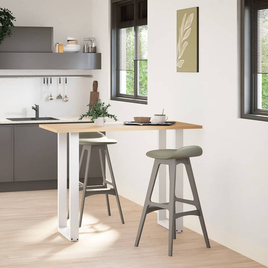 Bartischbeine U-Form 2 Stk. Weiß 40x(100-101) cm Stahl