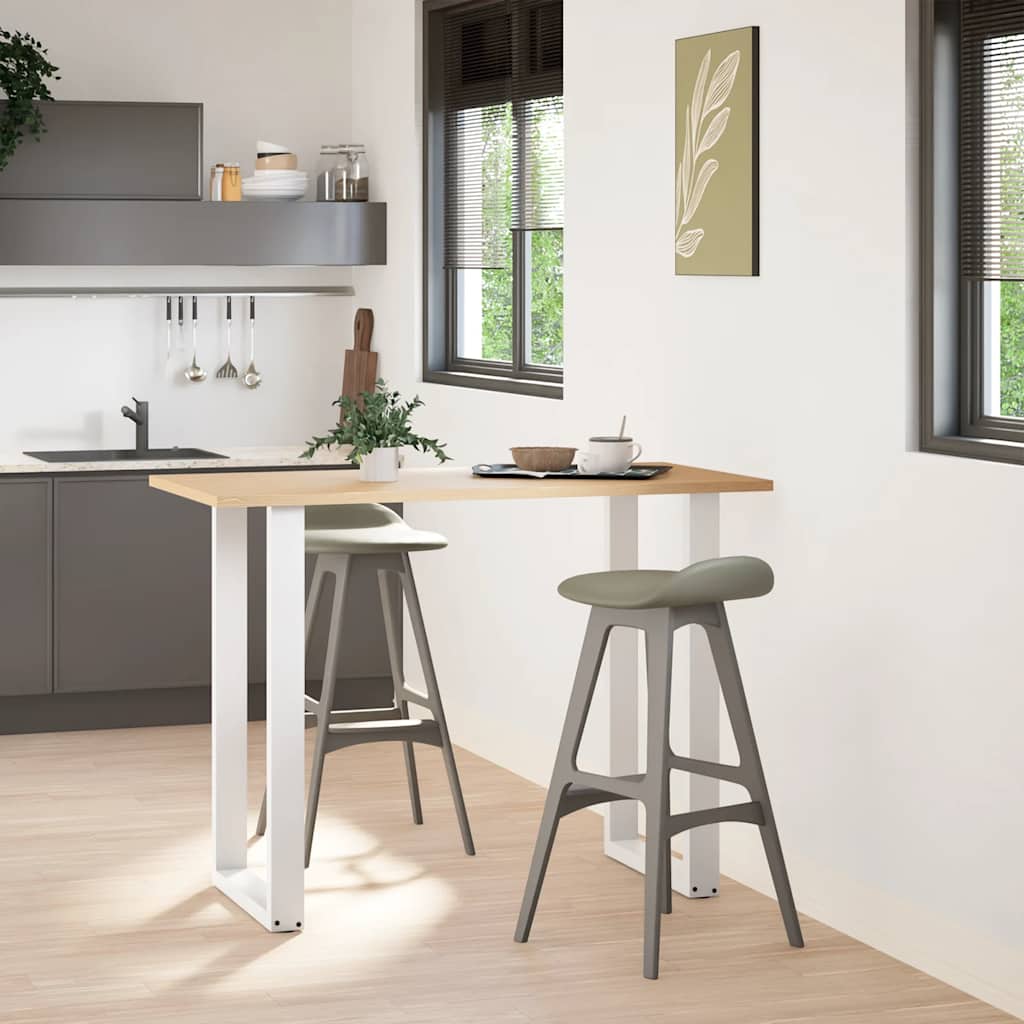 Bartischbeine U-Form 2 Stk. Weiß 60x(100-101) cm Stahl