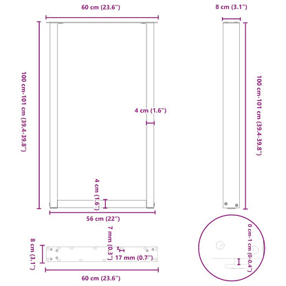 Bartischbeine U-Form 2 Stk. Weiß 60x(100-101) cm Stahl