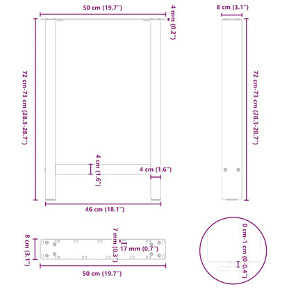 Esstischbeine Anthrazit 2 Stk. 50x(72-73) cm Stahl