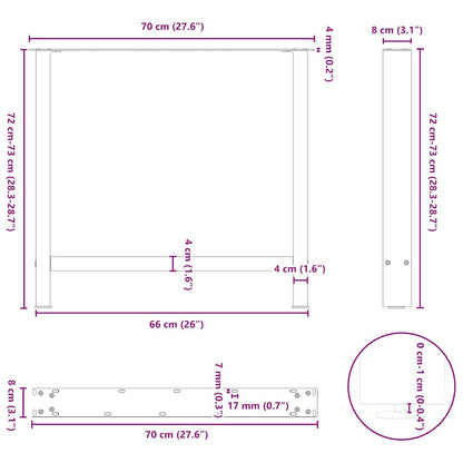 Esstischbeine Schwarz 2 Stk. 70x(72-73) cm Stahl