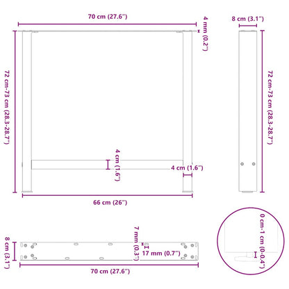 Esstischbeine Anthrazit 2 Stk. 70x(72-73) cm Stahl
