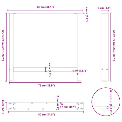 Esstischbeine Weiß 2 Stk. 80x(72-73) cm Stahl