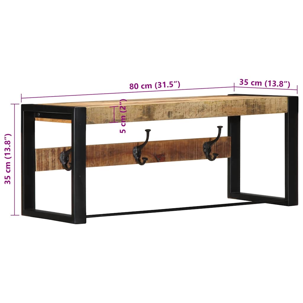 Garderobe 80x35x35 cm Raues Massivholz Mango