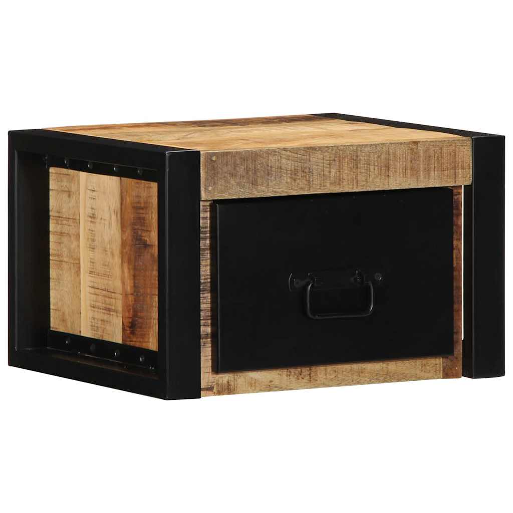 Nachttische 2 Stk. 40x35x25 cm Raues Mango-Massivholz