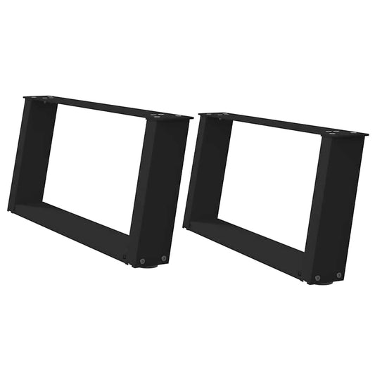 Couchtischbeine U-Form 2 Stk. Schwarz 60x(30-31) cm Stahl