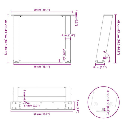 Couchtischbeine U-Form 2 Stk. Schwarz 50x(42-43) cm Stahl