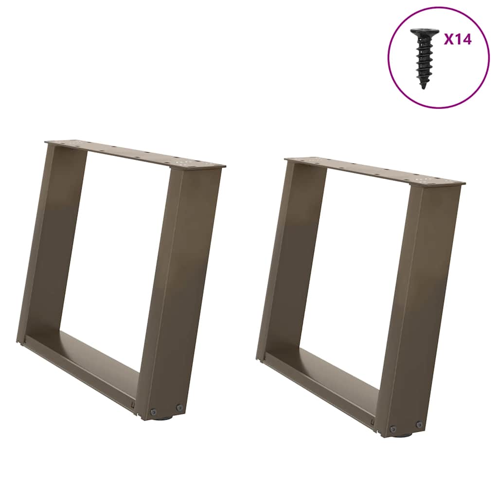 Couchtischbeine U-Form 2 Stk. Naturstahl 60x(42-43) cm Stahl