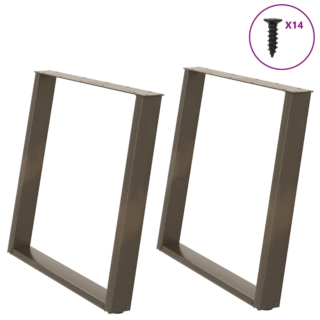 Esstischbeine U-Form 2 Stk. Naturstahl 100x(72-73) cm Stahl