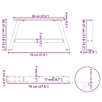 Couchtischbeine A-Form 2 Stk. 70x(30-31) cm Stahl