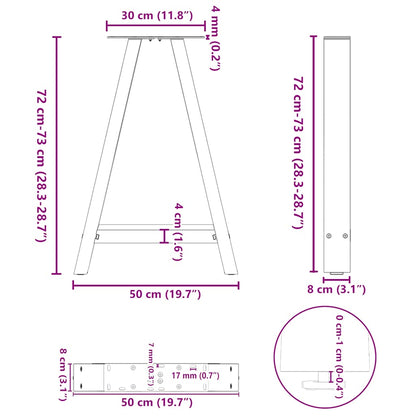 Esstischbeine A-Form 2 Stk. 50x(72-73) cm Stahl