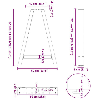 Esstischbeine A-Form 2 Stk. 60x(72-73) cm Stahl