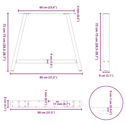 Esstischbeine A-Form 2 Stk. Anthrazit 90x(72-73) cm Stahl
