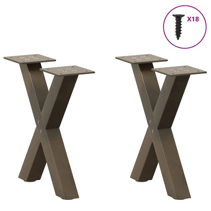 Couchtischbeine X-Form 2 Stk. Naturstahl 30x(30-31) cm Stahl