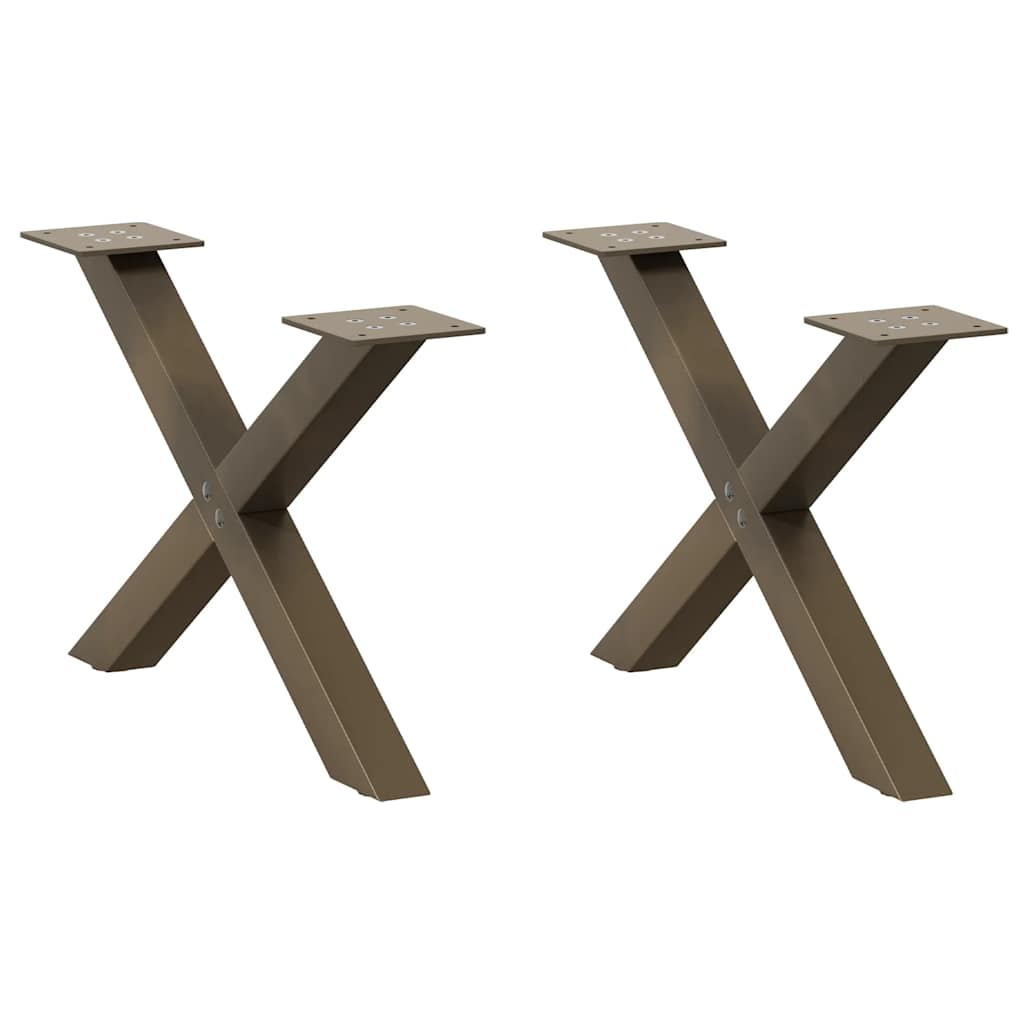Couchtischbeine X-Form 2 Stk. Naturstahl 50x(30-31) cm Stahl