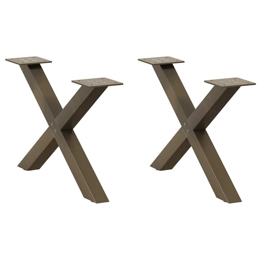 Couchtischbeine X-Form 2 Stk. Naturstahl 50x(30-31) cm Stahl