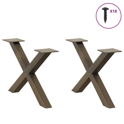 Couchtischbeine X-Form 2 Stk. Naturstahl 50x(30-31) cm Stahl