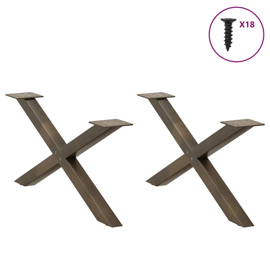 Couchtischbeine X-Form 2 Stk. Naturstahl 70x(30-31) cm Stahl