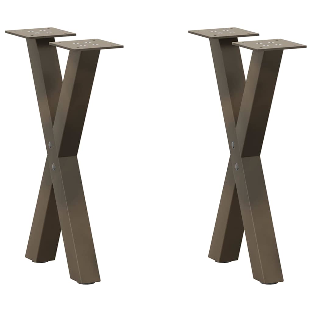 Couchtischbeine X-Form 2 Stk. Naturstahl 28x(42-43) cm Stahl