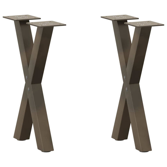 Couchtischbeine X-Form 2 Stk. Naturstahl 28x(42-43) cm Stahl