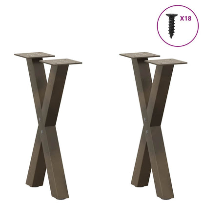 Couchtischbeine X-Form 2 Stk. Naturstahl 28x(42-43) cm Stahl