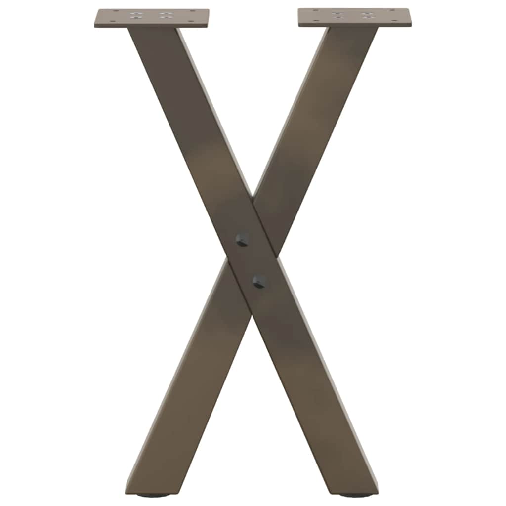 Couchtischbeine X-Form 2 Stk. Naturstahl 28x(42-43) cm Stahl