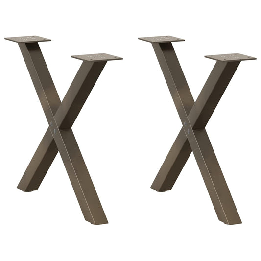 Couchtischbeine X-Form 2 Stk. Naturstahl 50x(42-43) cm Stahl