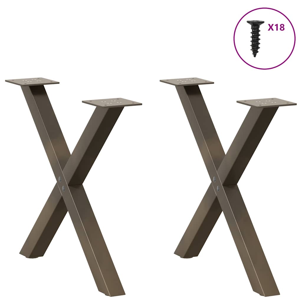 Couchtischbeine X-Form 2 Stk. Naturstahl 50x(42-43) cm Stahl