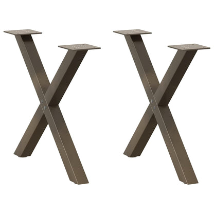 Couchtischbeine X-Form 2 Stk. Naturstahl 60x(42-43) cm Stahl