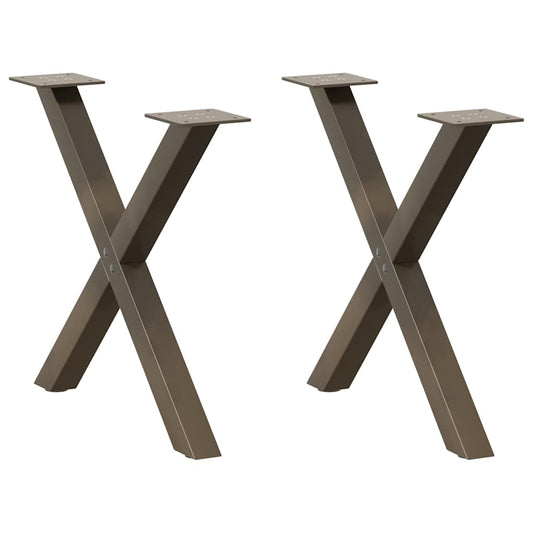 Couchtischbeine X-Form 2 Stk. Naturstahl 60x(42-43) cm Stahl