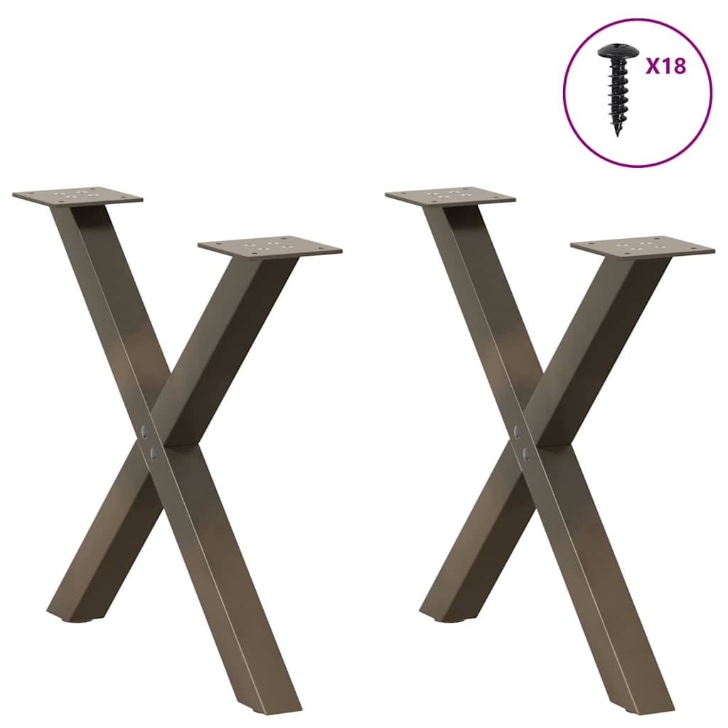Couchtischbeine X-Form 2 Stk. Naturstahl 60x(42-43) cm Stahl