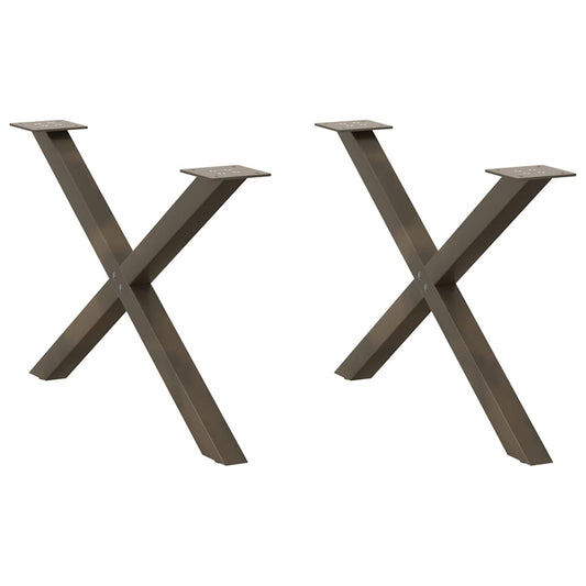 Couchtischbeine X-Form 2 Stk. Naturstahl 70x(42-43) cm Stahl