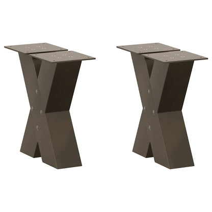 Couchtischbeine X-Form 2 Stk. Naturstahl 30x(30-31) cm Stahl