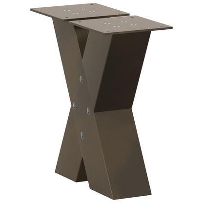 Couchtischbeine X-Form 2 Stk. Naturstahl 30x(30-31) cm Stahl